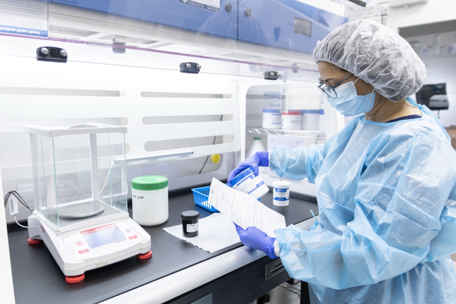 A pharmacist preparing a compounded medication in our cleanroom