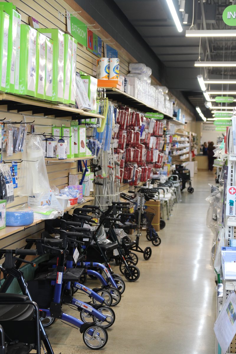 Walkers and rollators in our medical equipment aisle